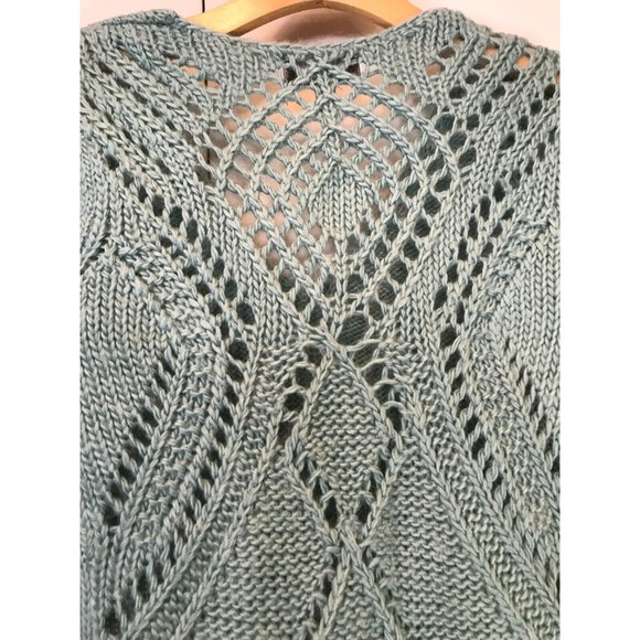 Fenn Wright Manson Green Open Mixed Knit Long Sleeve High-Low Tunic Sweater S - Picture 8 of 11